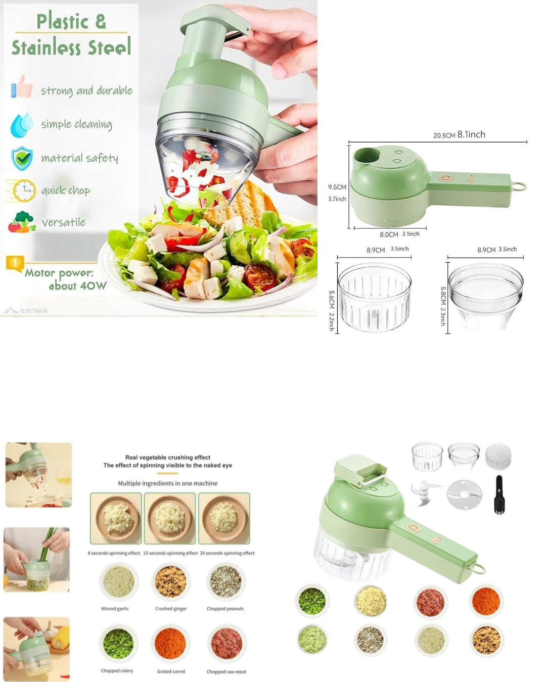 Vegetable Cutter Set. 4 in 1 Portable Electric
