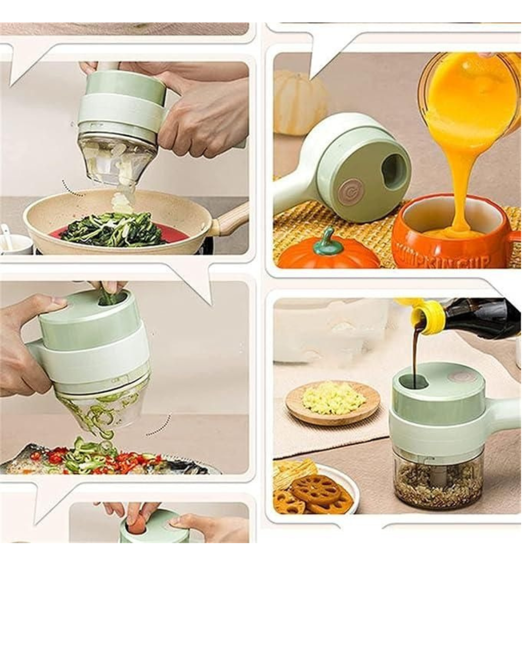 Vegetable Cutter Set. 4 in 1 Portable Electric