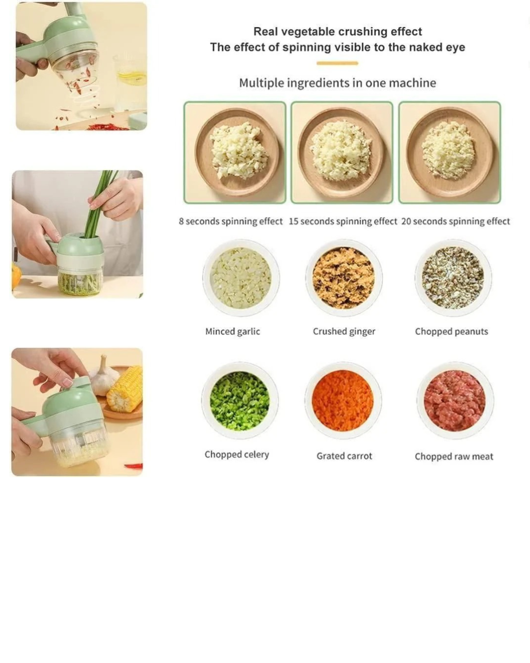 Vegetable Cutter Set. 4 in 1 Portable Electric
