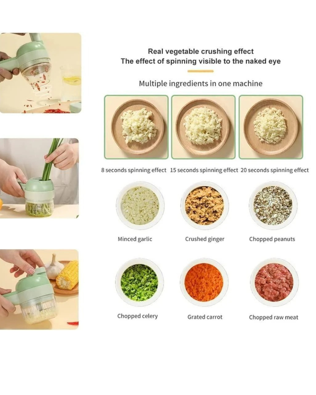 Vegetable Cutter Set. 4 in 1 Portable Electric