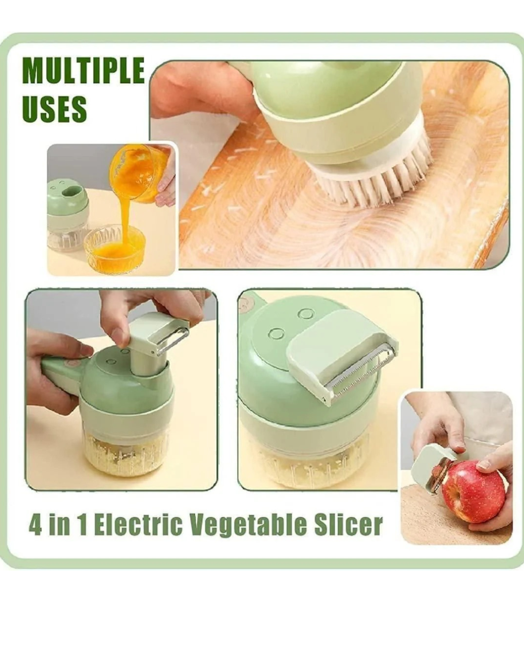 Vegetable Cutter Set. 4 in 1 Portable Electric